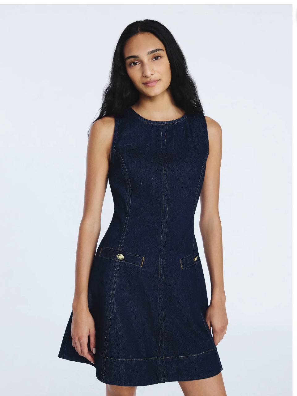 Sleeveless Dark Indigo Denim Mini Dress